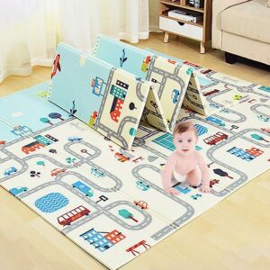 Naanobal Extra Large Reversible Baby Play Mat, BPA Free Learning & Crawling Foldable Foam Mat (6.5x5 ft, 0.6cm Thickness) Multicolor