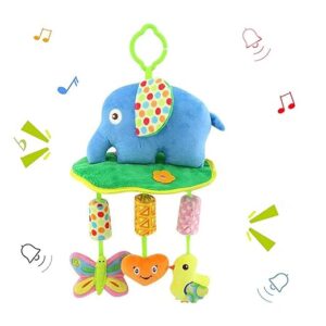 Baby Crib & Stroller Plush Playing Toy Car Hanging Rattles (Multicolour, Elephant)