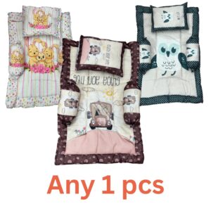 3PIS SET | 1 GODADI | 2 SIDE PILLOW | 1 HEAD PILLOW | (ANY PACK OF 4) (Multi-color) (Multi-design)